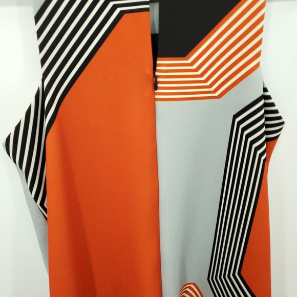 Milly of New York Reed Angular Mini Dress 8 Gray/Red - Picture 12 of 15